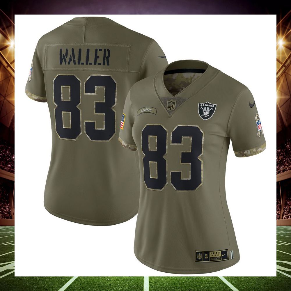 darren waller las vegas raiders 2022 salute to service limited olive football jersey 1 458