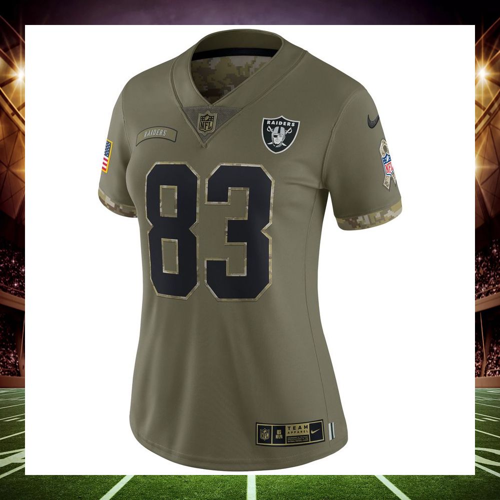 darren waller las vegas raiders 2022 salute to service limited olive football jersey 2 590