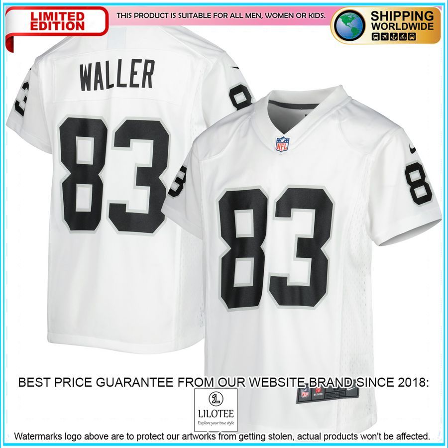 darren waller las vegas raiders youth white football jersey 1 166