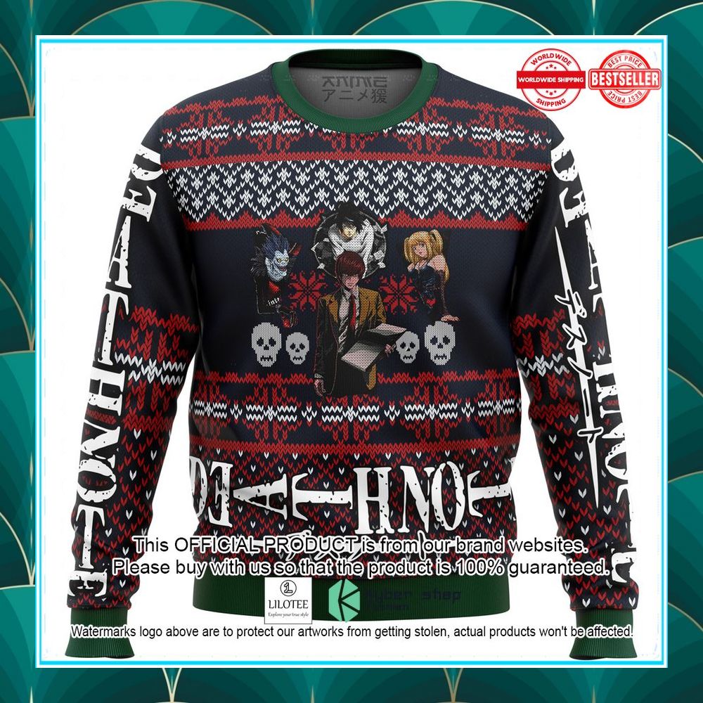 death note characters alt ugly christmas sweater 1 162