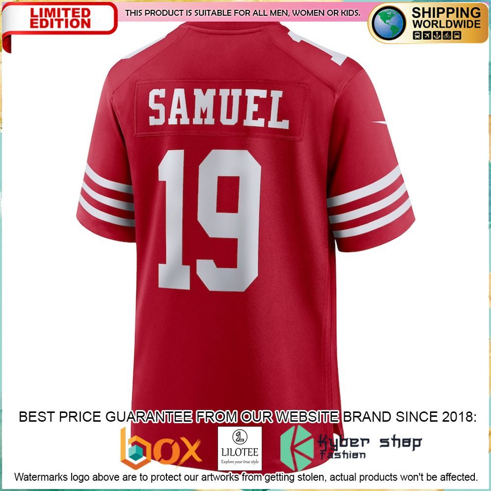 deebo samuel san francisco 49ers nike scarlet football jersey 3 795