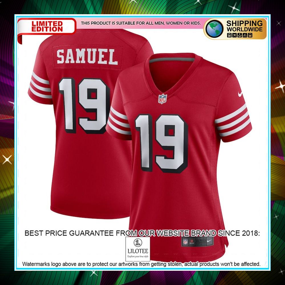 deebo samuel san francisco 49ers womens alternate team scarlet football jersey 1 730