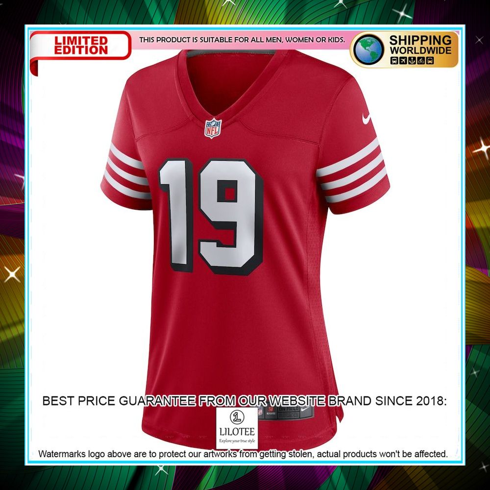 deebo samuel san francisco 49ers womens alternate team scarlet football jersey 2 277