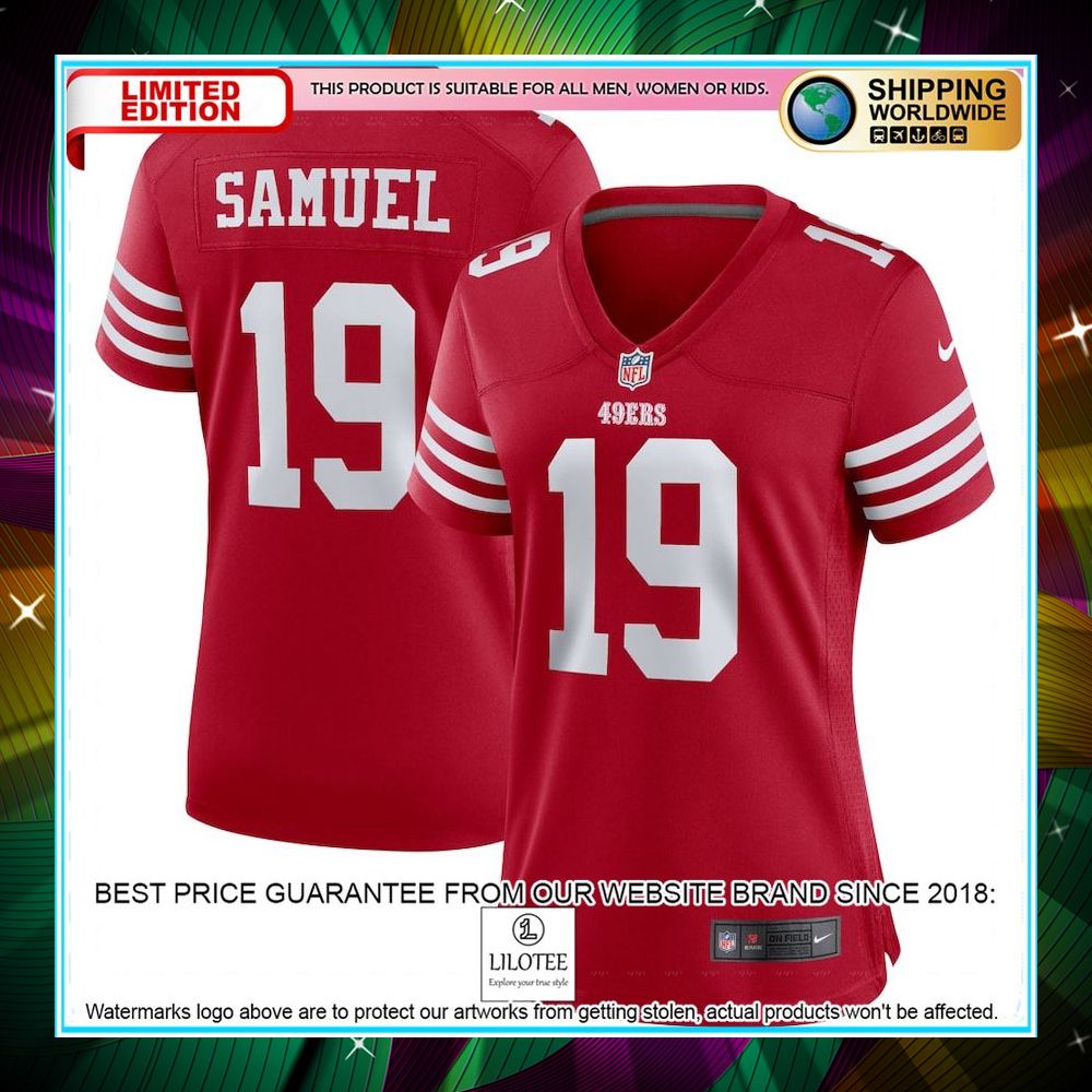 deebo samuel san francisco 49ers womens player scarlet football jersey 1 205