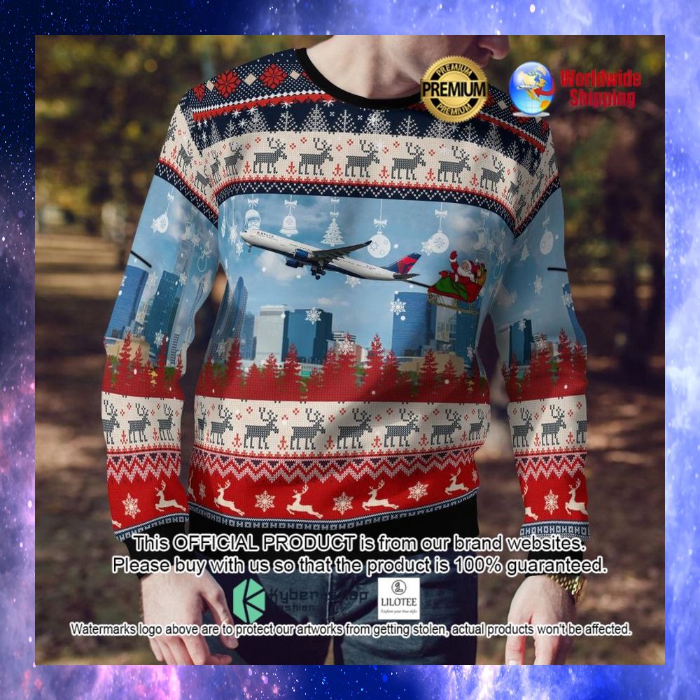 delta air lines a330 300 with santa over charlotte ugly sweater 1 447