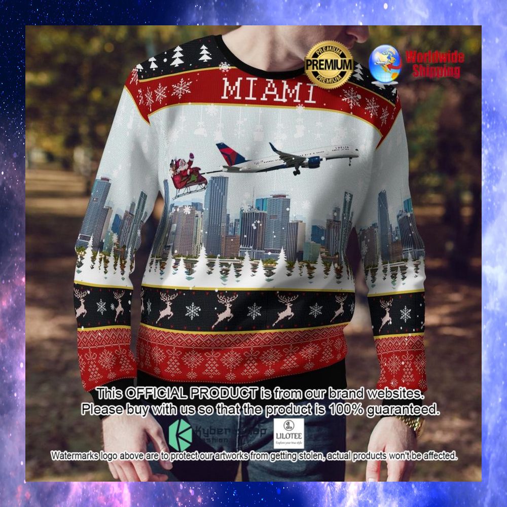 delta air lines boeing 757 232 with santa over miami ugly sweater 1 297