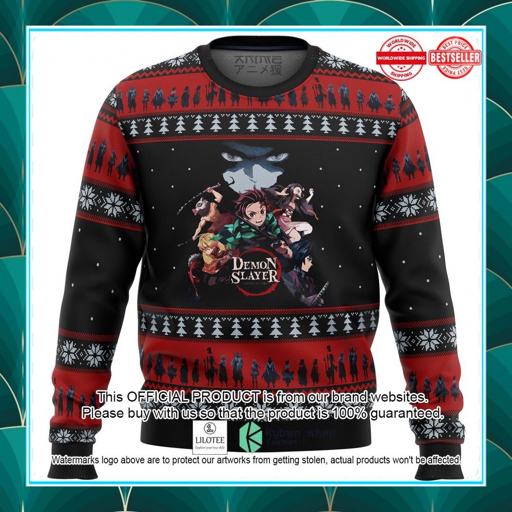 demon slayer poster ugly christmas sweater 1 131