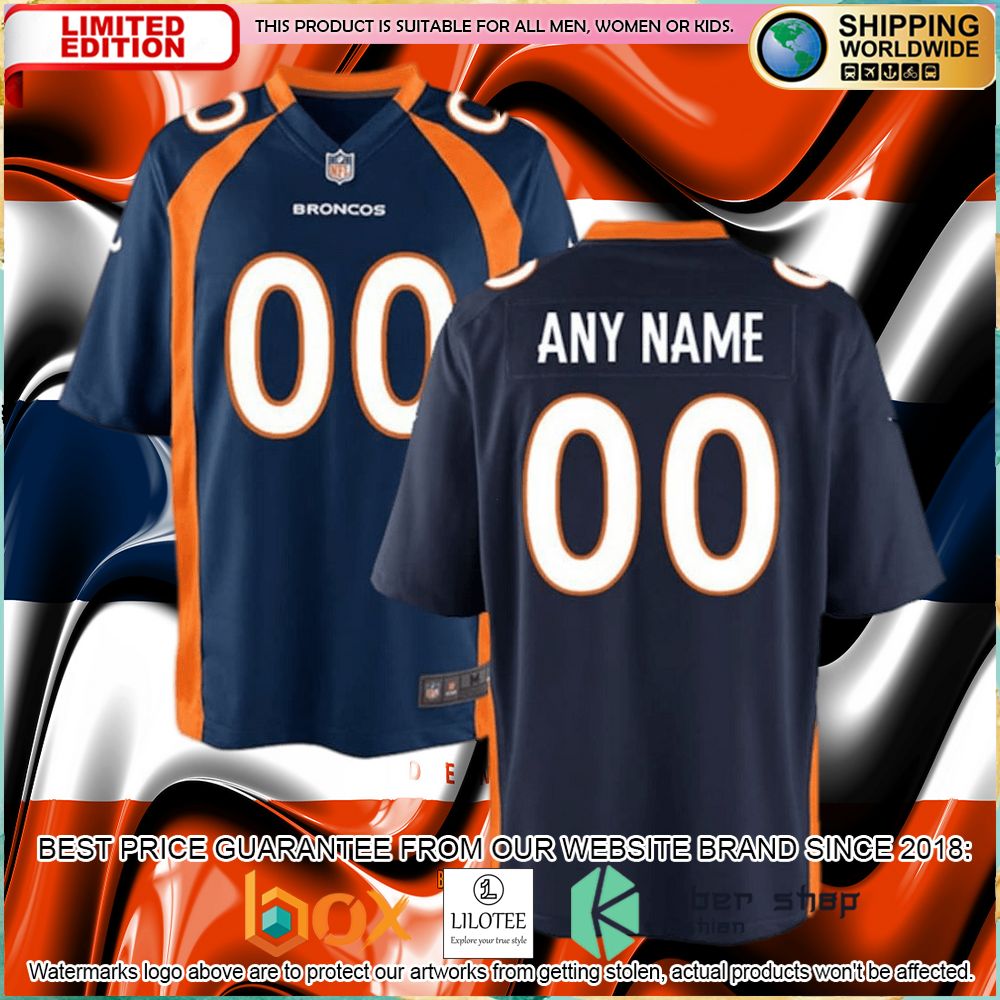 denver broncos nike youth custom navy football jersey 1 438