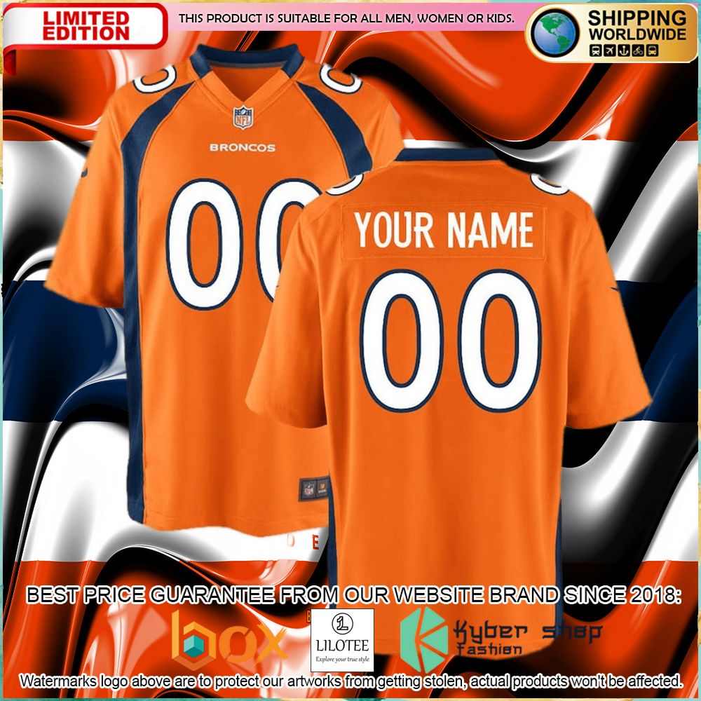 denver broncos nike youth custom orange football jersey 1 162