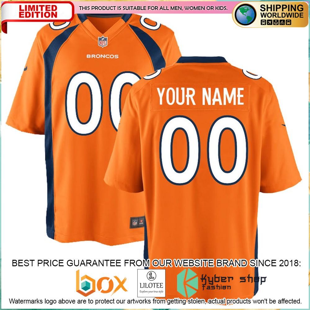 denver broncos nike youth custom orange football jersey 1 252