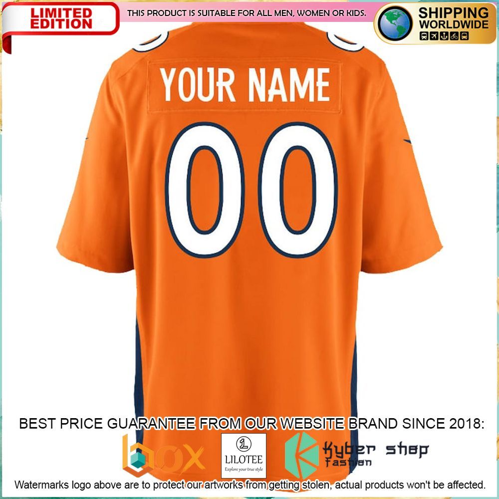 denver broncos nike youth custom orange football jersey 3 21