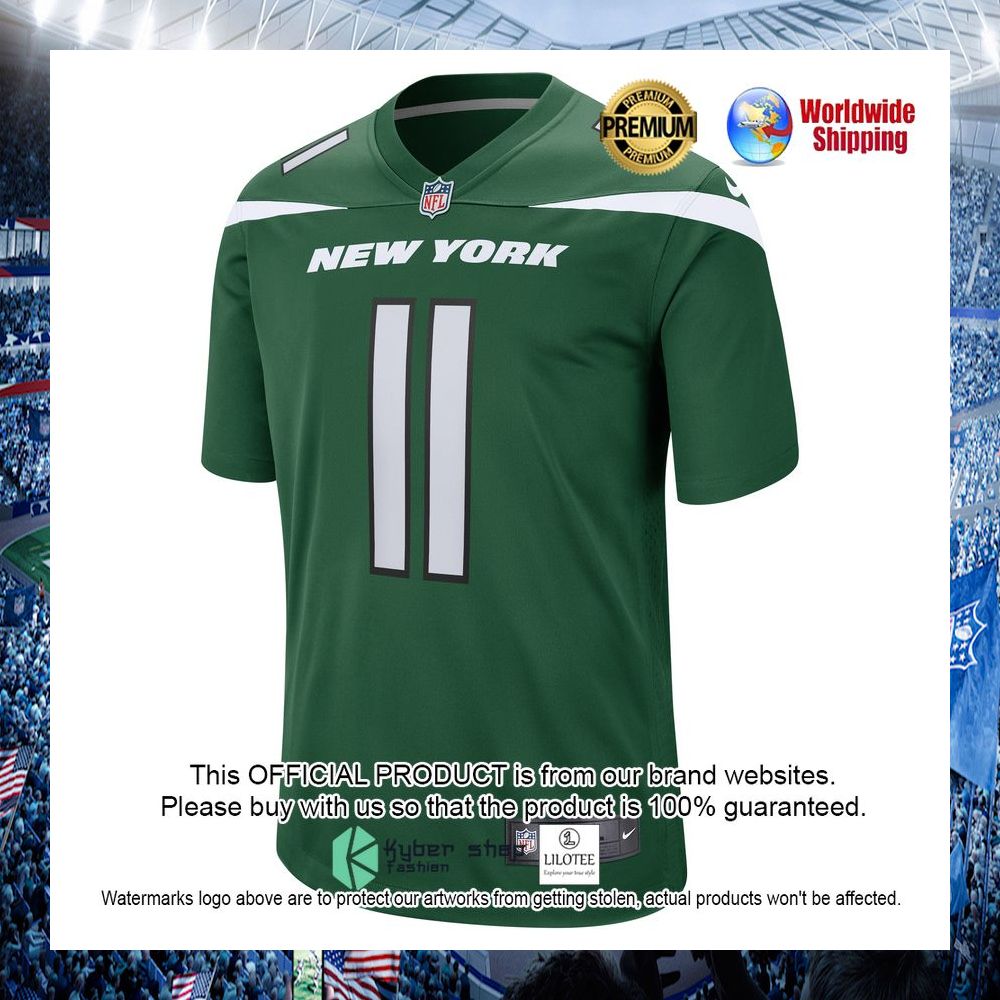 denzel mims new york jets nike gotham green football jersey 2 645