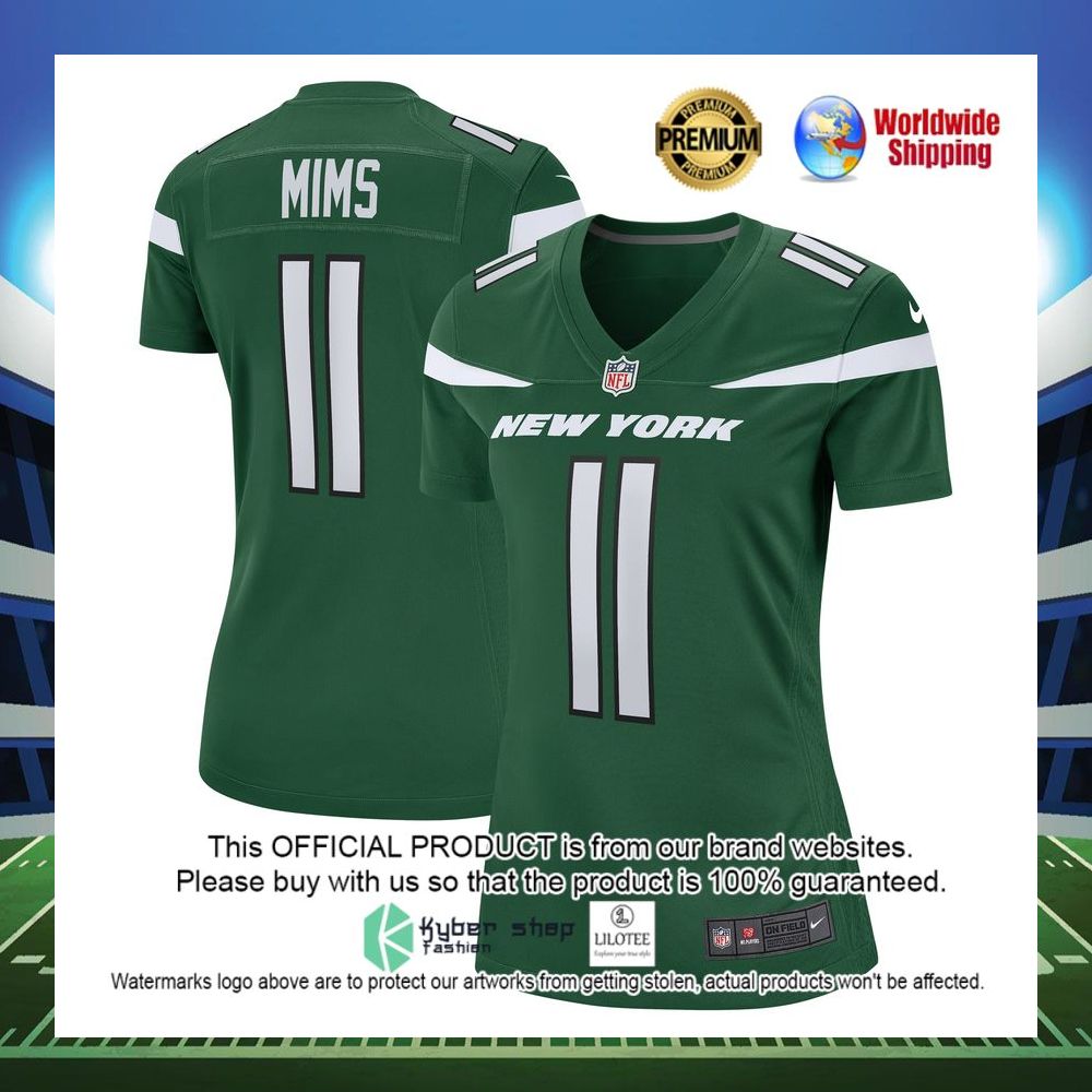 denzel mims new york jets nike womens game gotham green football jersey 1 16