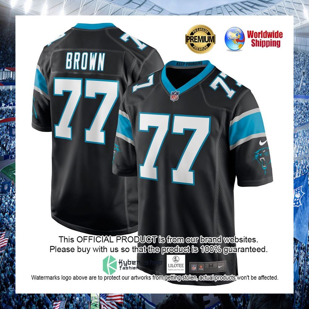 deonte brown carolina panthers nike black football jersey 1 29