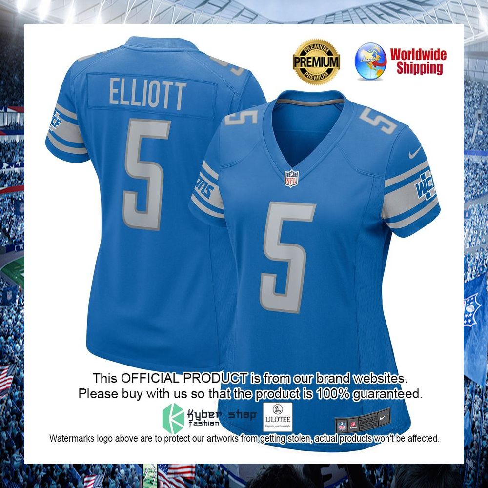 deshon elliott detroit lions nike womens blue football jersey 1 684