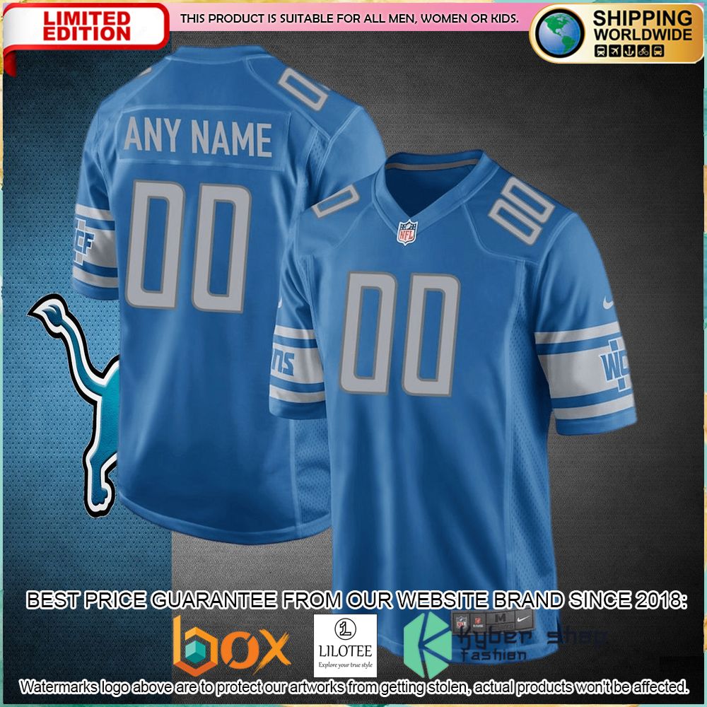 detroit lions nike youth custom team color blue football jersey 1 323