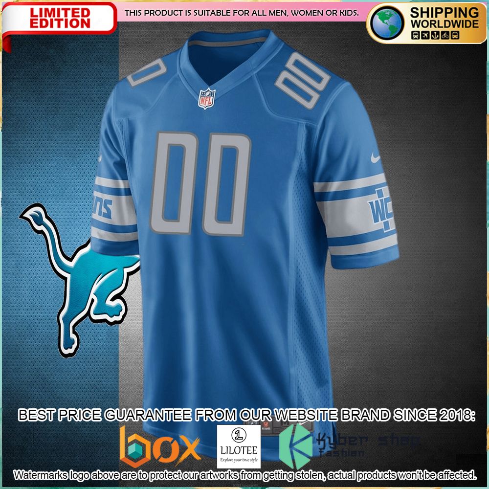 detroit lions nike youth custom team color blue football jersey 2 227