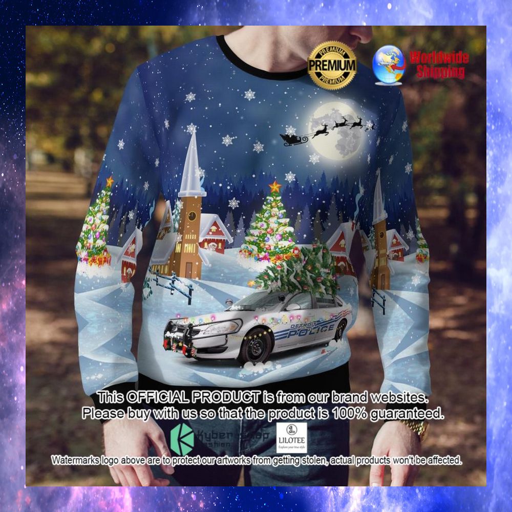detroit police department car ugly sweater 1 22
