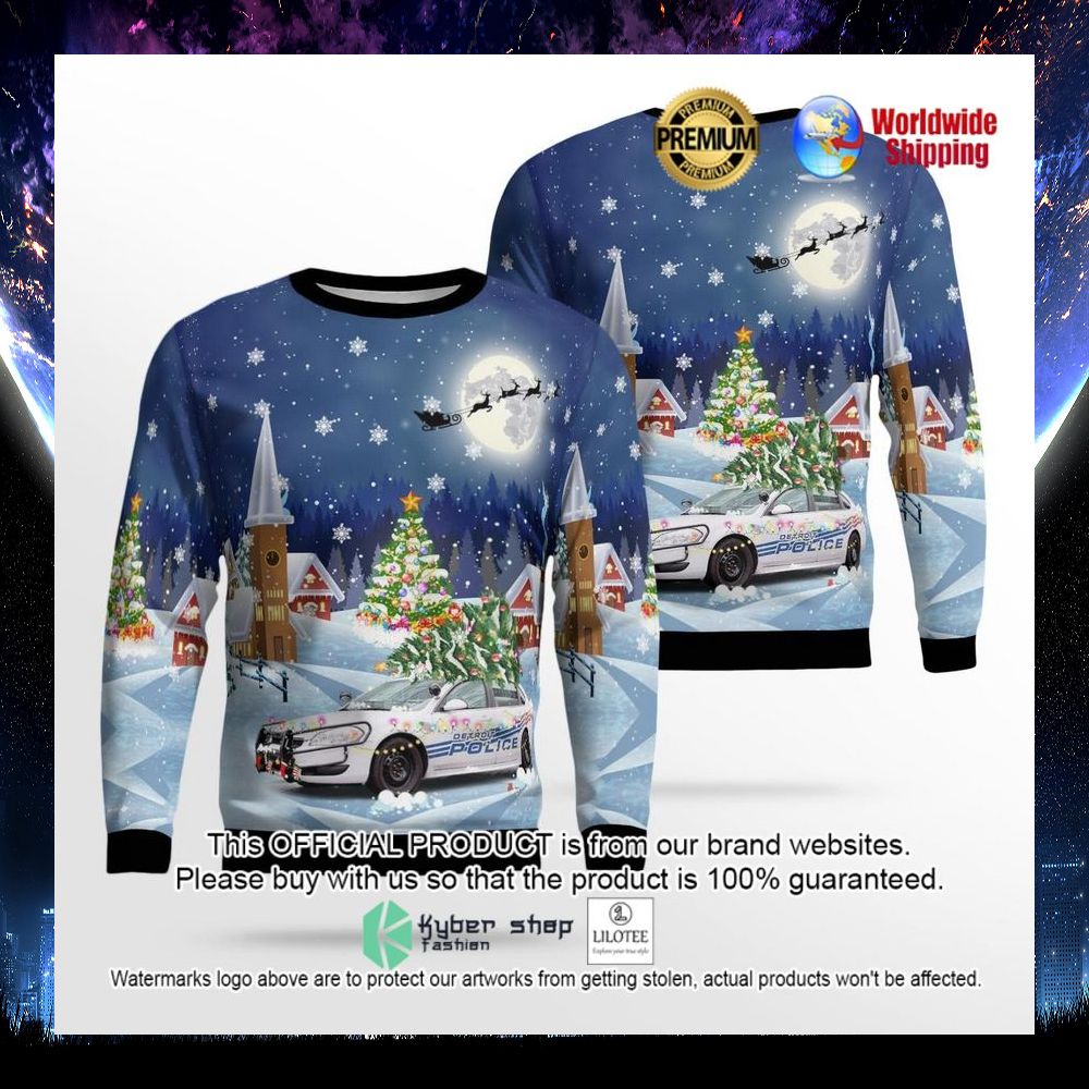 detroit police department car ugly sweater 1 419