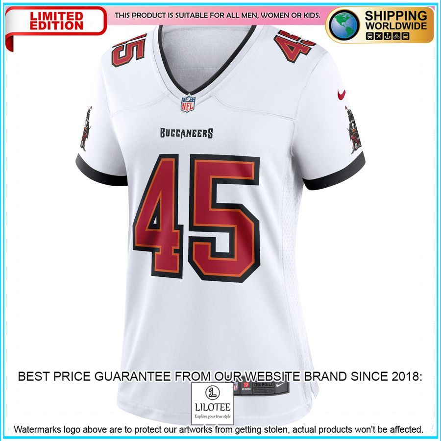 devin white tampa bay buccaneers womens white football jersey 2 471