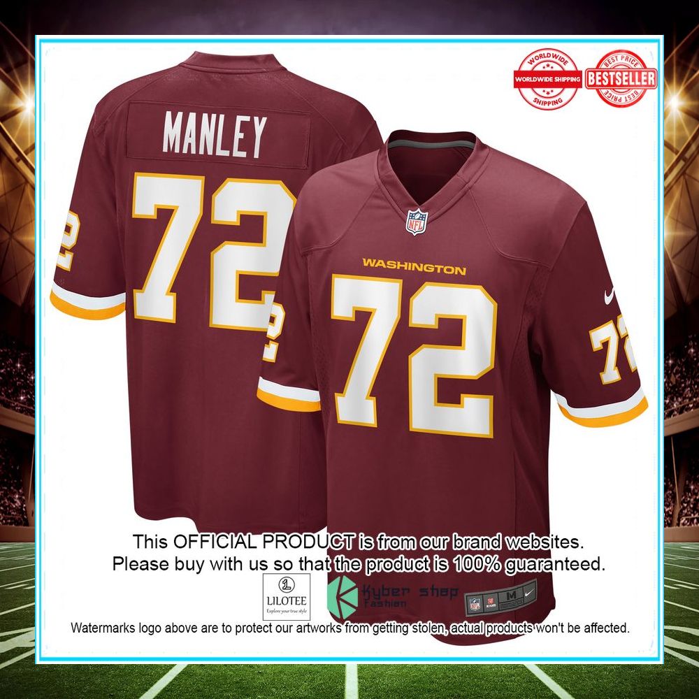 dexter manley washington football team nike retired player burgundy football jersey 1 787