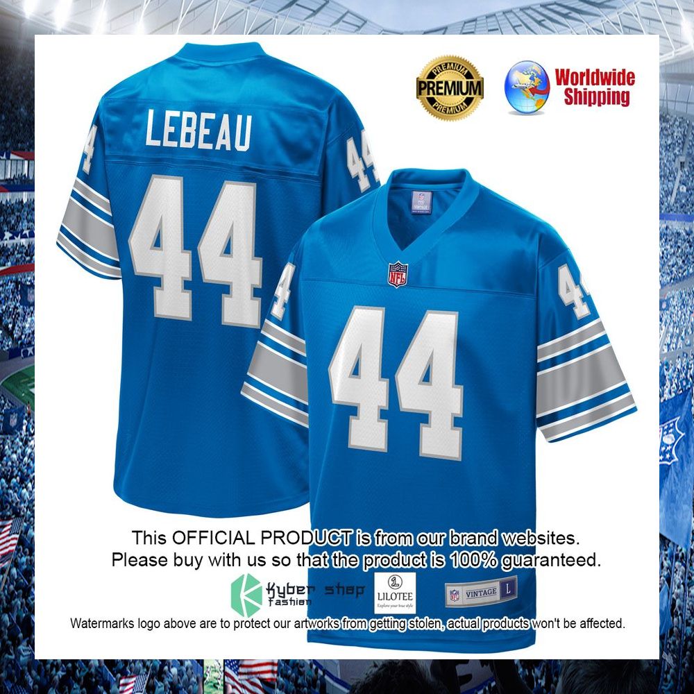 dick lebeau detroit lions nfl pro line replica retired royal football jersey 1 664