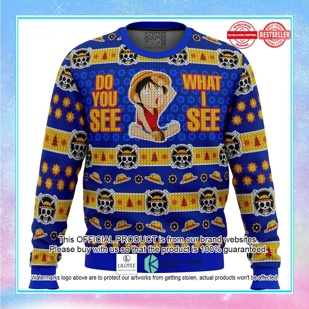 do you see what i see monkey d luffy one piece ugly christmas sweater 1 310