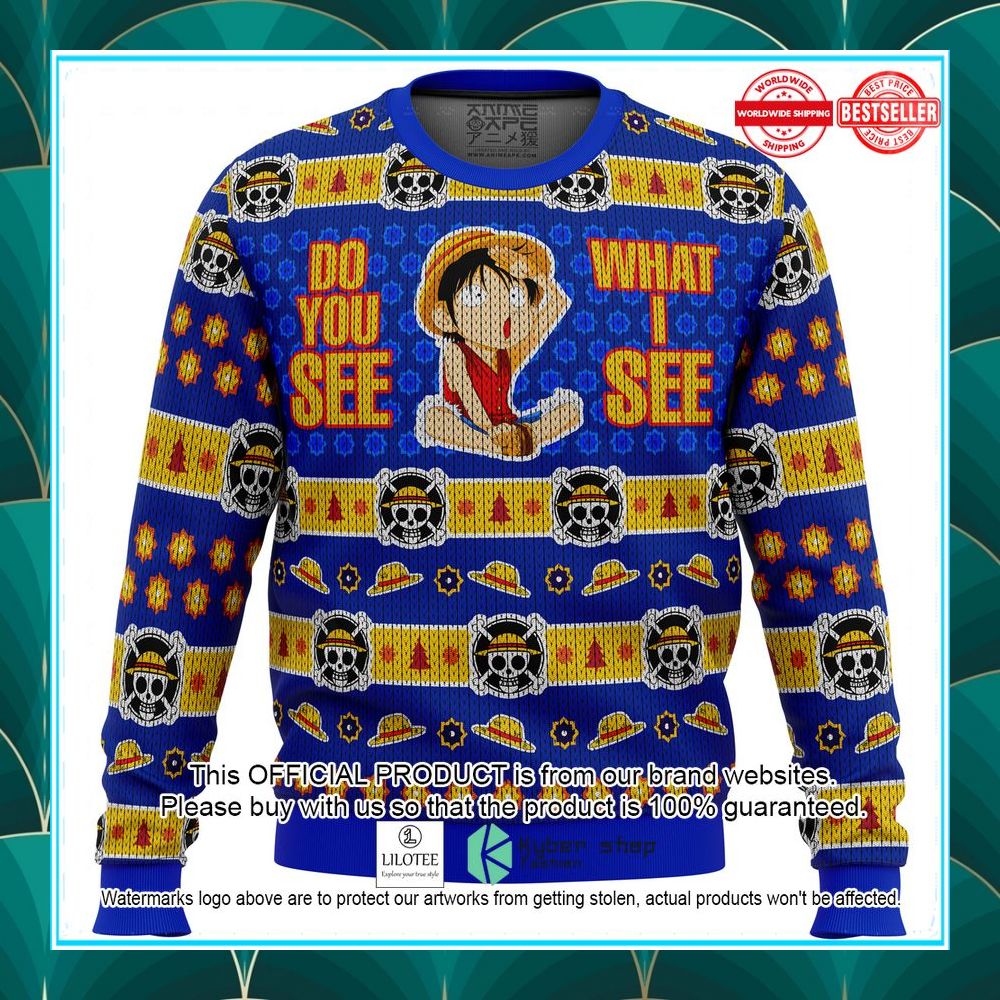 do you see what i see monkey d luffy one piece ugly christmas sweater 1 382