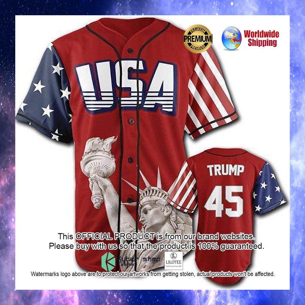 Donald Trump USA Statue of Liberty Flag Red Baseball Jersey - LIMITED EDITION 11 donald trump usa statue of liberty flag red baseball jersey 1 231