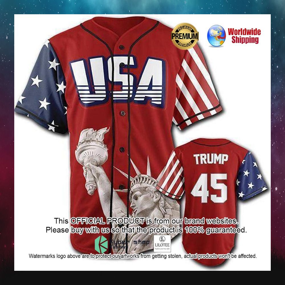Donald Trump USA Statue of Liberty Flag Red Baseball Jersey - LIMITED EDITION 21 donald trump usa statue of liberty flag red baseball jersey 1 440