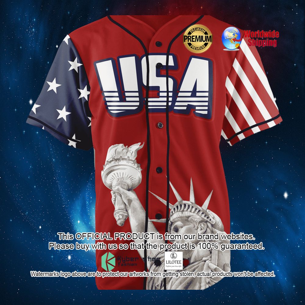 Donald Trump USA Statue of Liberty Flag Red Baseball Jersey - LIMITED EDITION 10 donald trump usa statue of liberty flag red baseball jersey 10 755