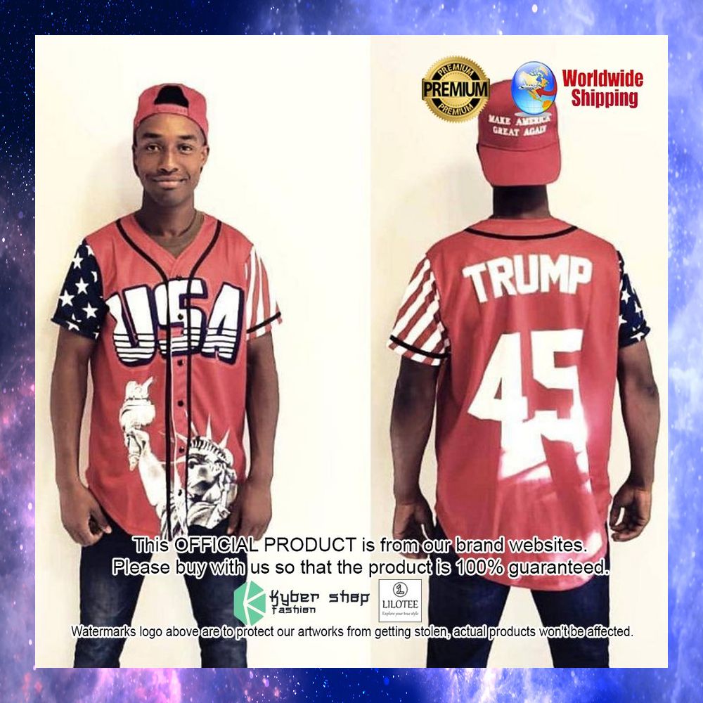 Donald Trump USA Statue of Liberty Flag Red Baseball Jersey - LIMITED EDITION 12 donald trump usa statue of liberty flag red baseball jersey 2 559