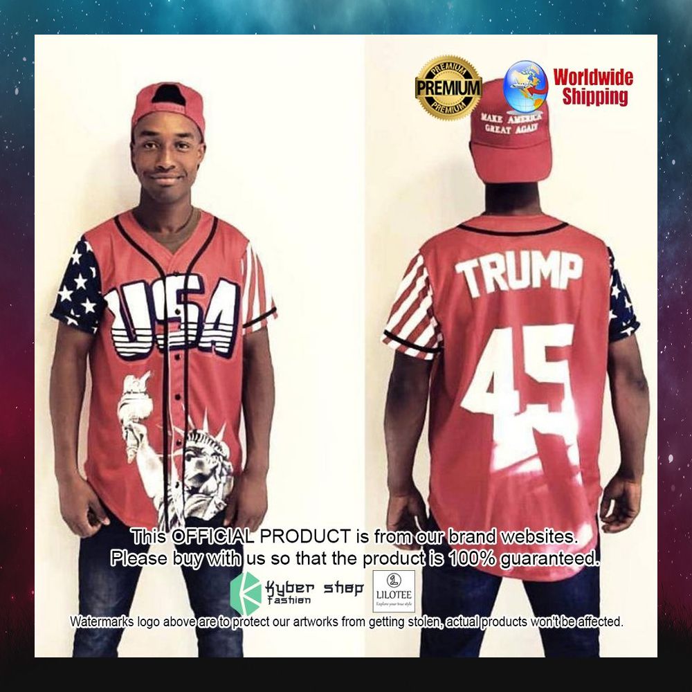 Donald Trump USA Statue of Liberty Flag Red Baseball Jersey - LIMITED EDITION 22 donald trump usa statue of liberty flag red baseball jersey 2 570