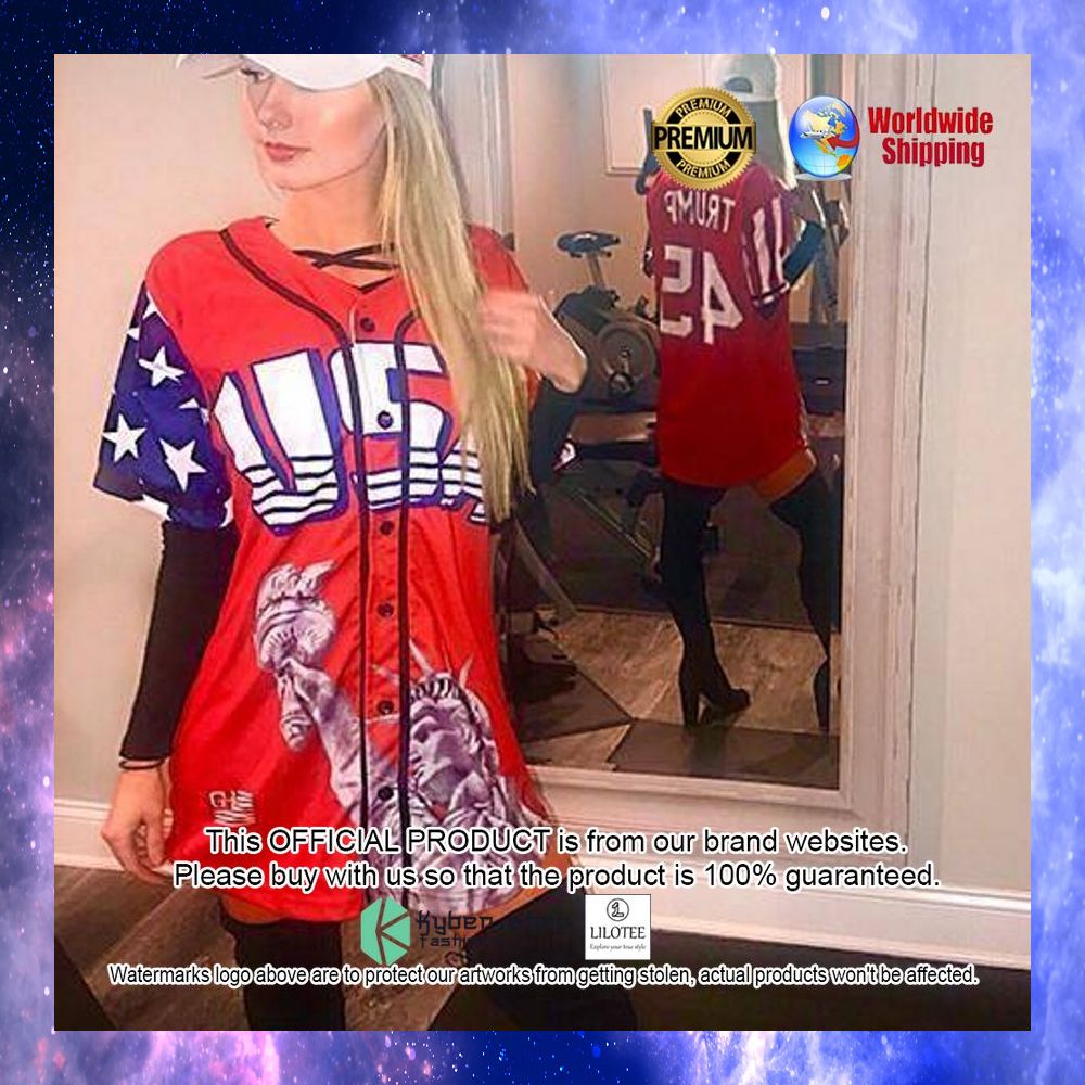Donald Trump USA Statue of Liberty Flag Red Baseball Jersey - LIMITED EDITION 15 donald trump usa statue of liberty flag red baseball jersey 5 434