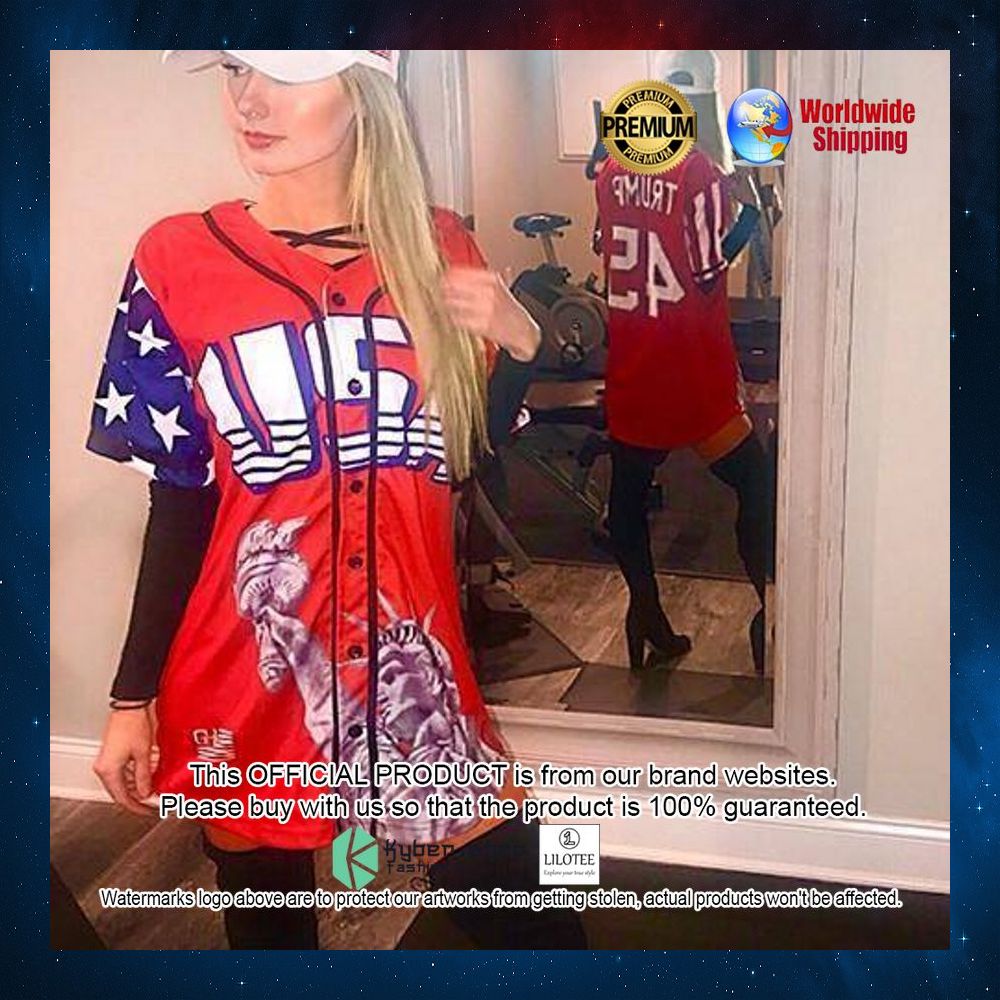 Donald Trump USA Statue of Liberty Flag Red Baseball Jersey - LIMITED EDITION 5 donald trump usa statue of liberty flag red baseball jersey 5 931