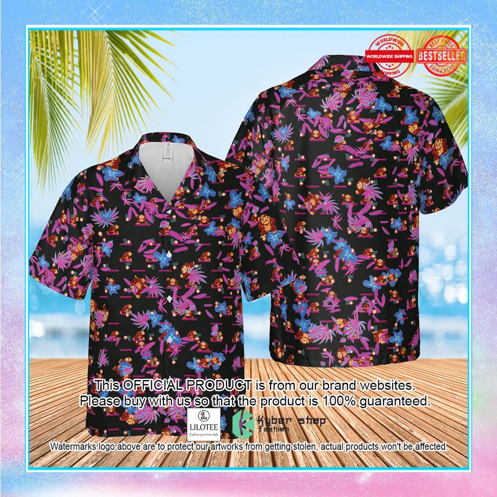 donkey kong pattern nintendo video games hawaiian shirt 2 323