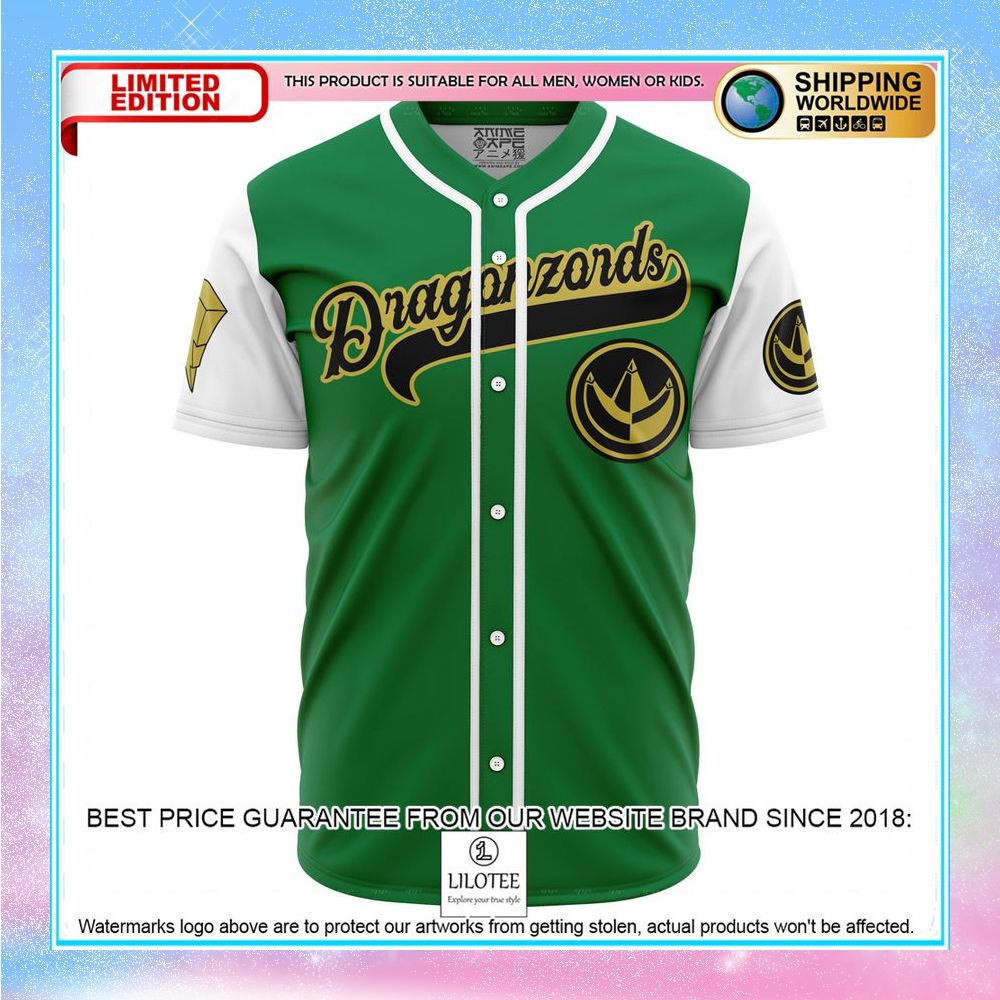 dragonzords green power rangers baseball jersey 1 928