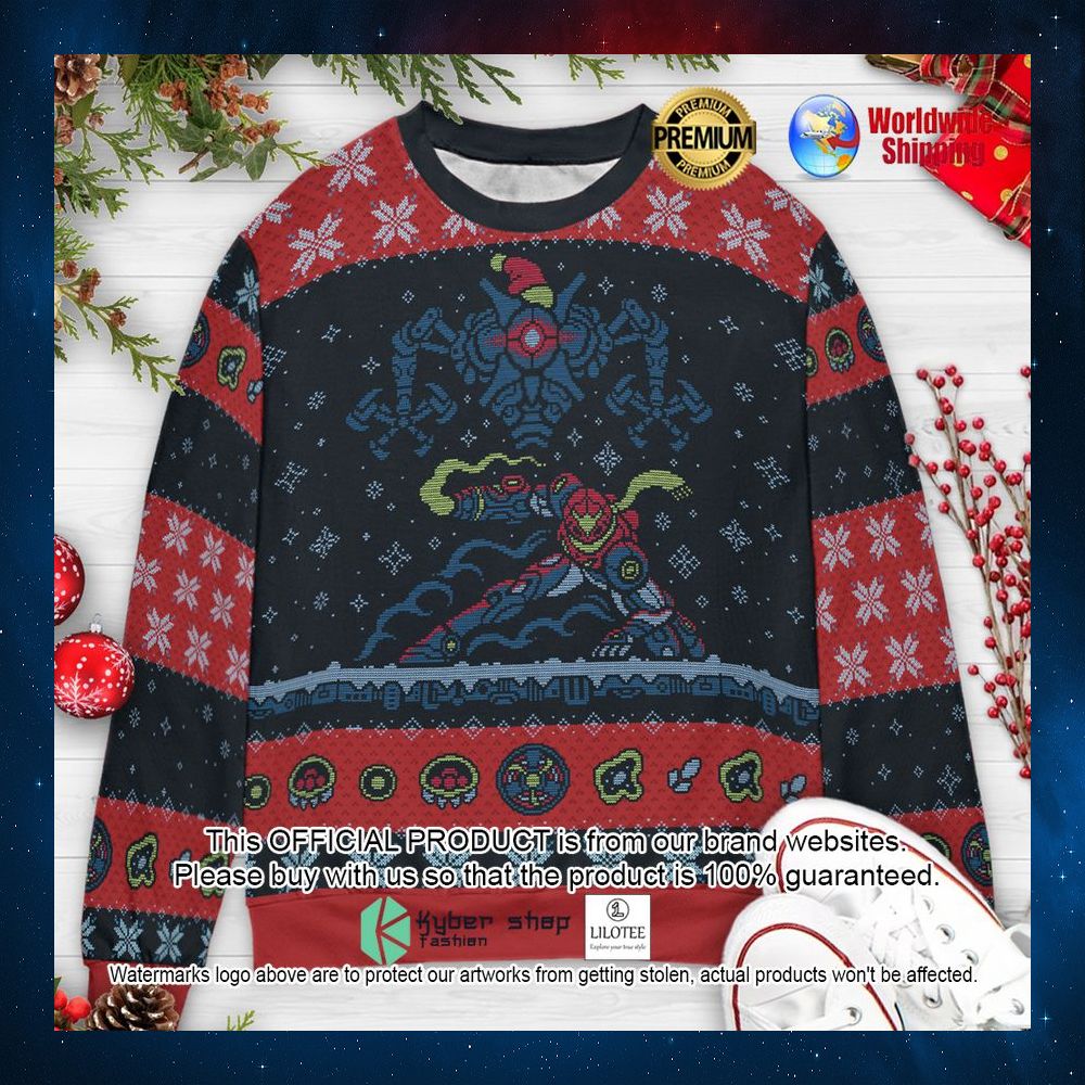 dreaded holiday metroid dread christmas sweater 1 245