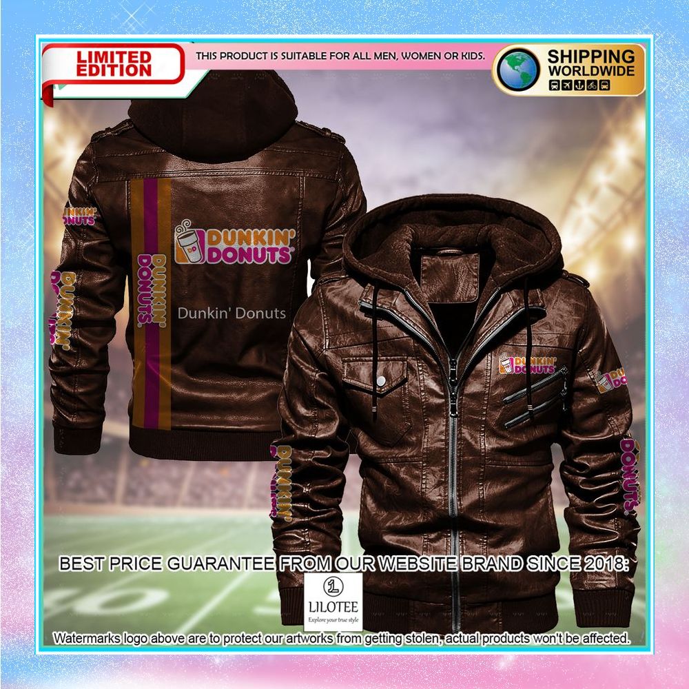 dunkin donuts leather jacket fleece jacket 1 219