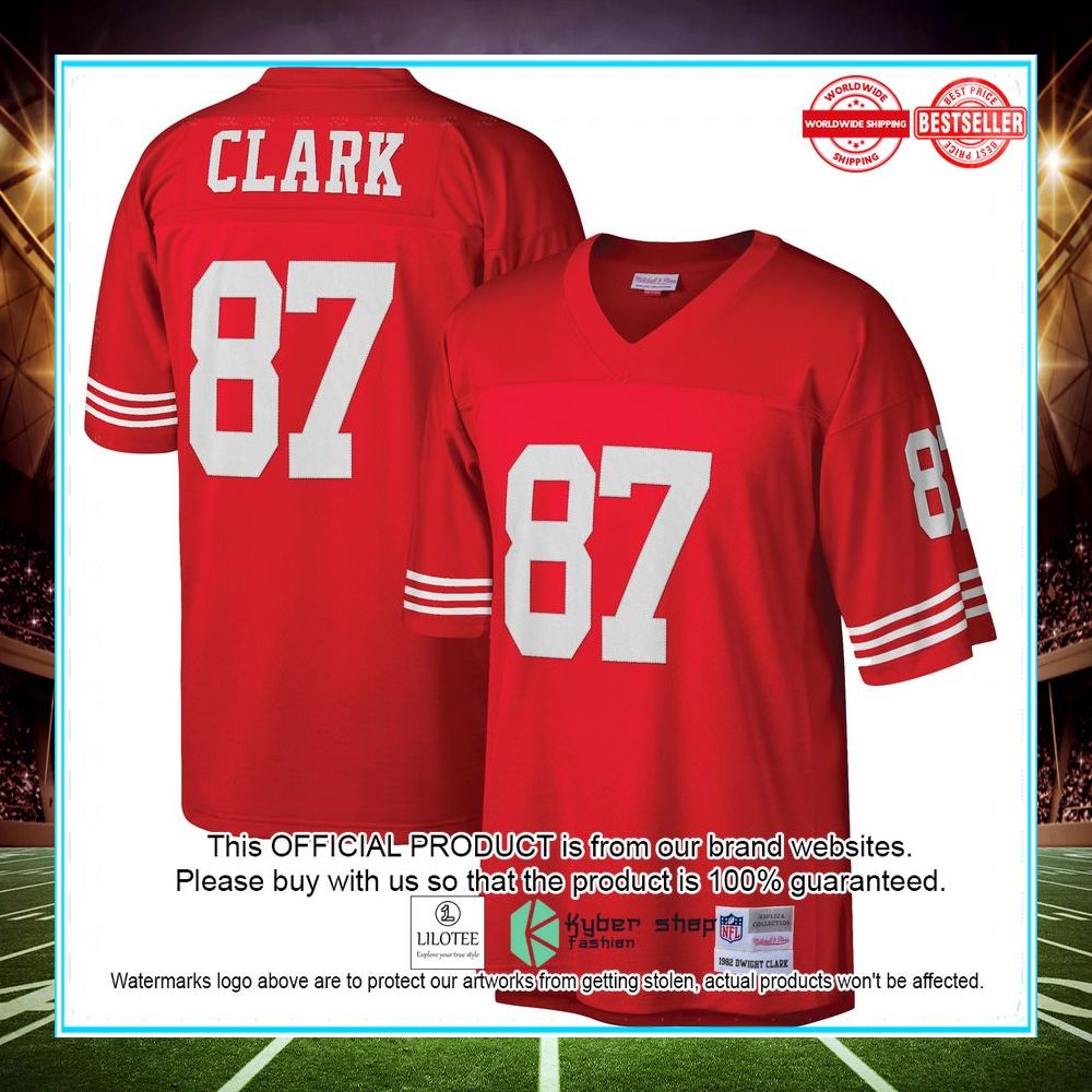 dwight clark san francisco 49ers mitchell ness retired player legacy replica scarlet football jersey 1 771