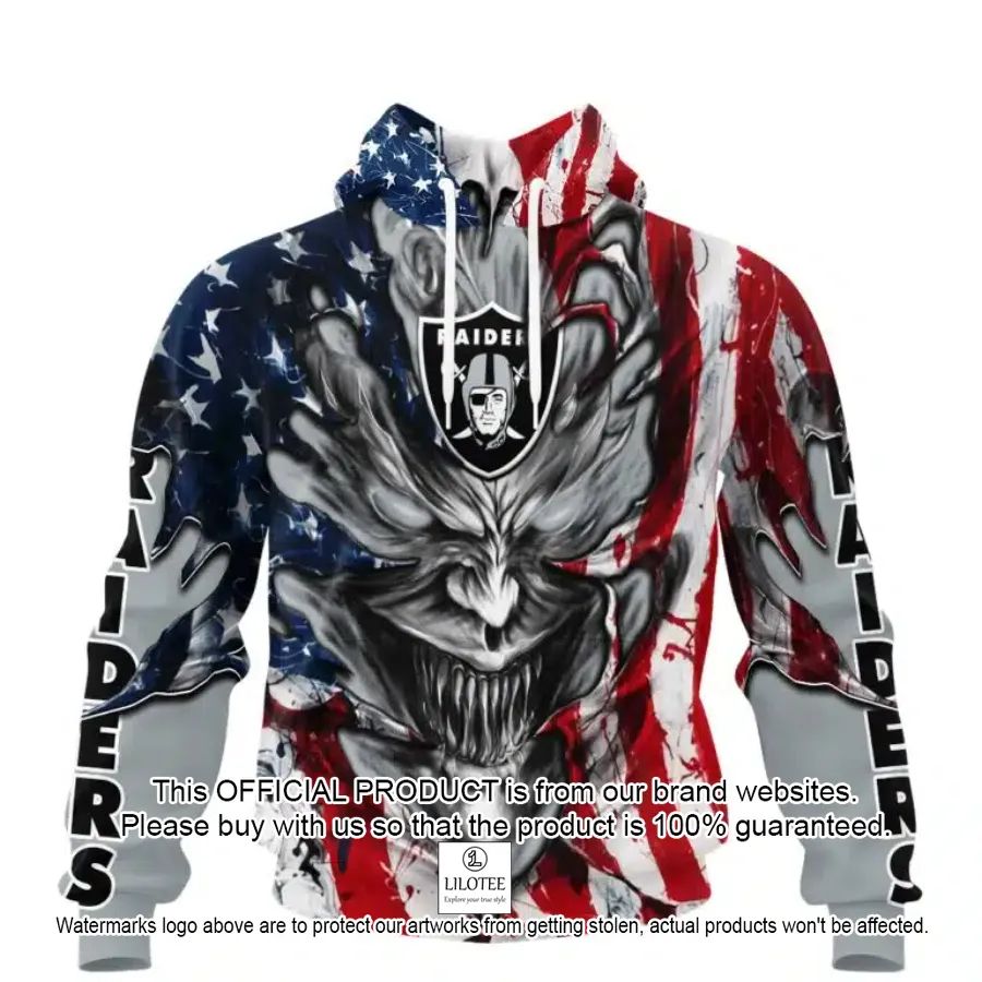 personalized las vegas raiders demon face american flag shirt hoodie 1 680