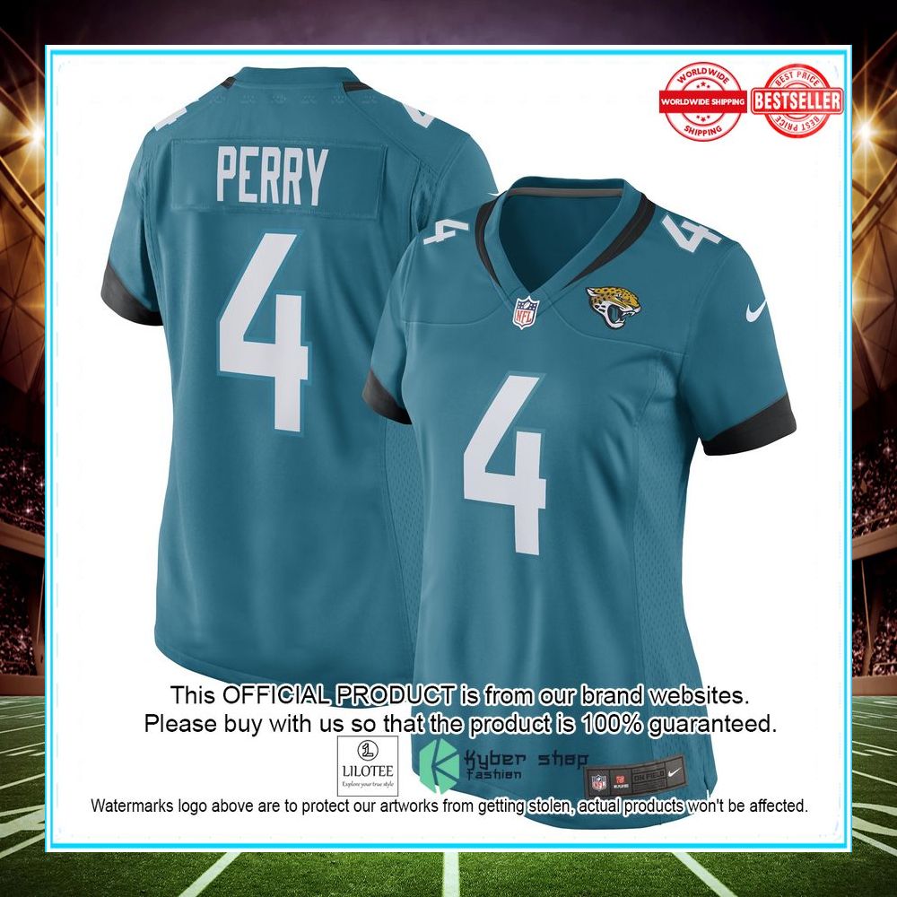 e j perry jacksonville jaguars nike womens game player teal football jersey 1 26