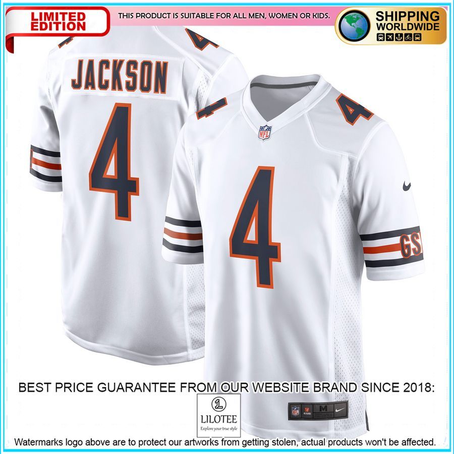 eddie jackson chicago bears white football jersey 1 22