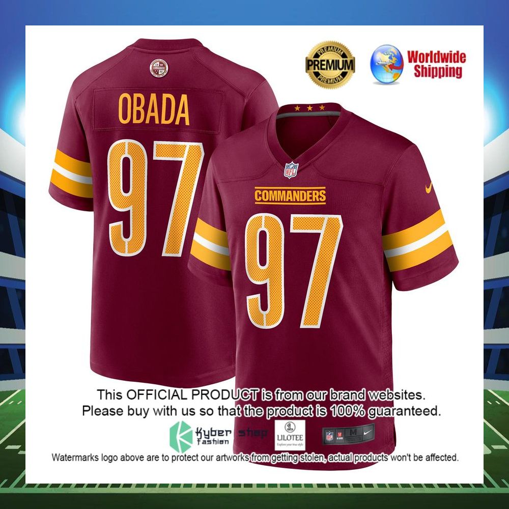 efe obada washington commanders nike game burgundy football jersey 1 188