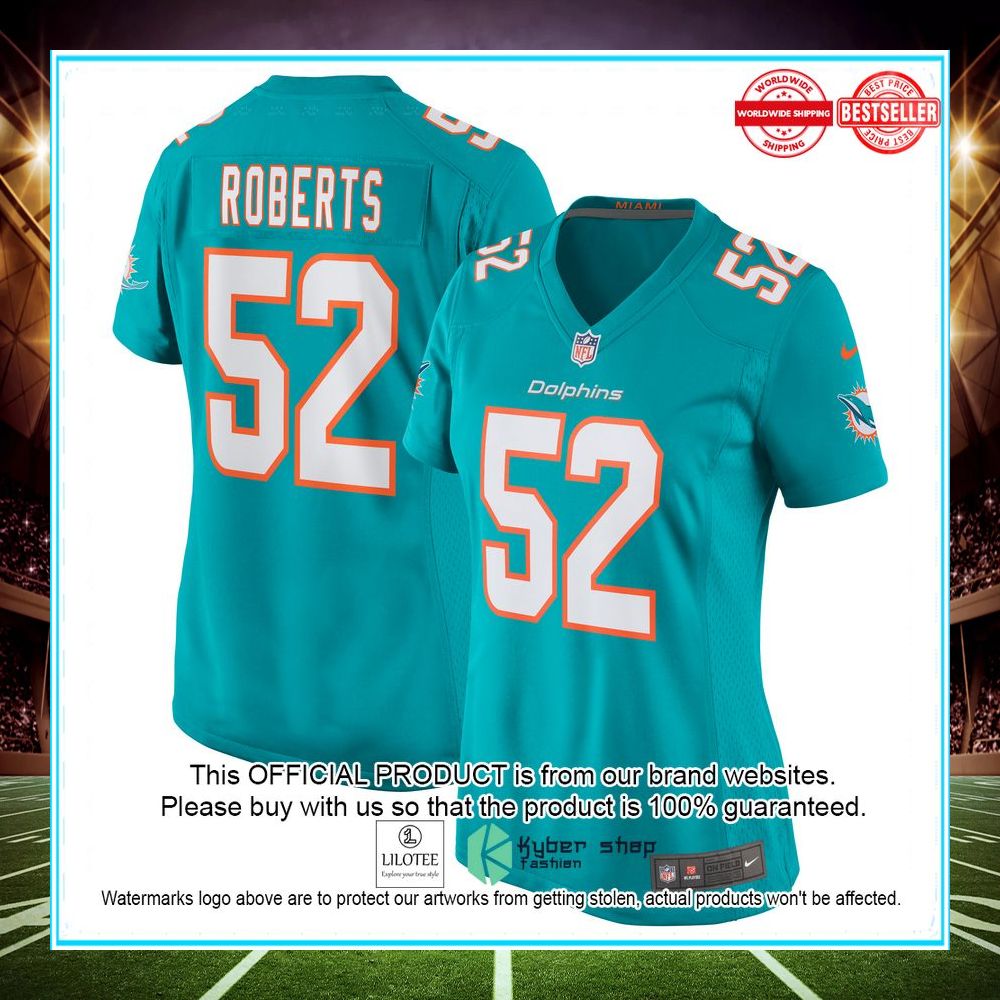 Elandon Roberts Miami Dolphins Nike Women's Game Player Aqua Football Jersey - LIMITED EDITION 4 elandon roberts miami dolphins nike womens game player aqua football jersey 4 432