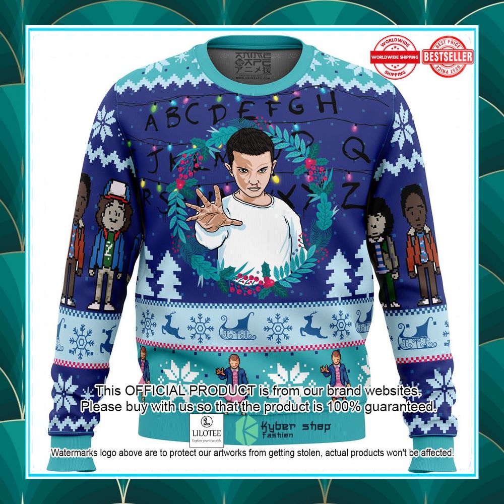 eleven stranger things ugly christmas sweater 1 698