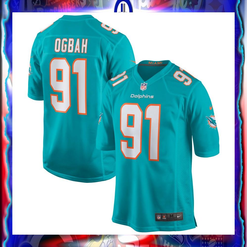 Emmanuel Ogbah Miami Dolphins Aqua Football Jersey 5 emmanuel ogbah miami dolphins aqua football jersey 1 77