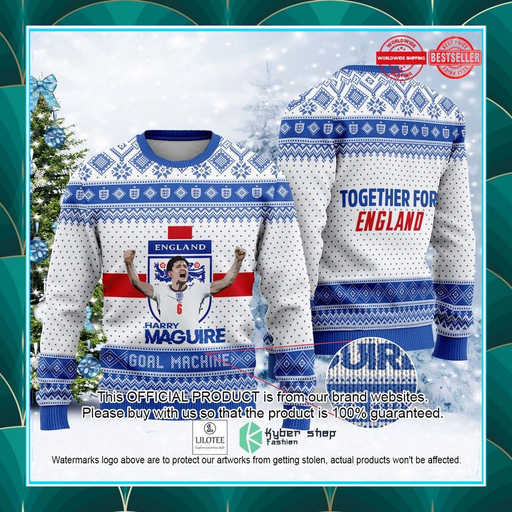 england harry maguire together for england fifa world cup qatar 2022 christmas sweater 1 693