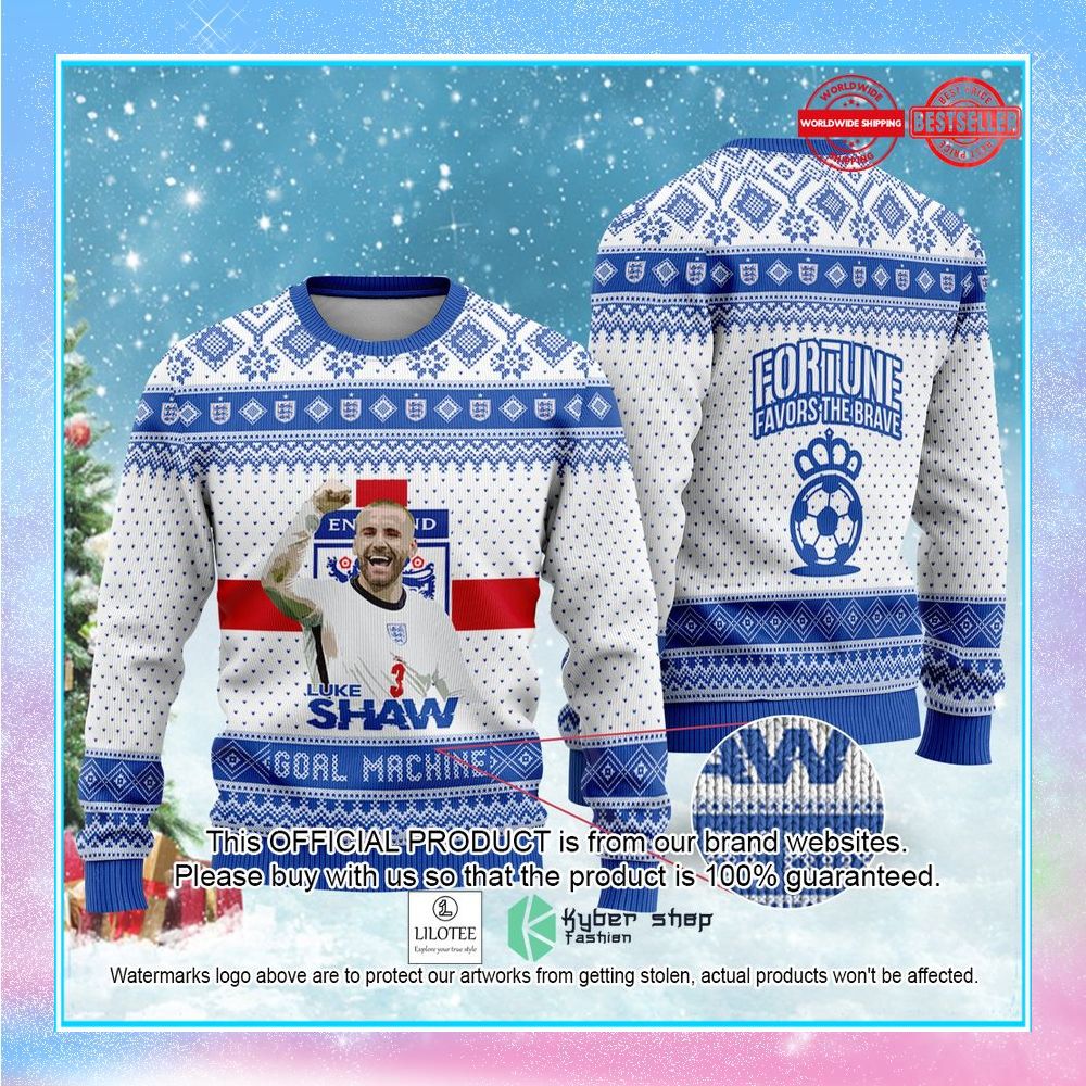 england luke shaw fortune favors the brave fifa world cup qatar 2022 christmas sweater 1 483