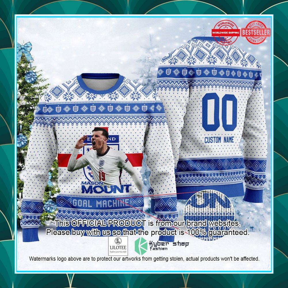 england mason mount custom name and number fifa world cup qatar 2022 christmas sweater 1 497